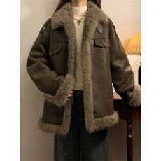 主推冬季新款座山雕皮毛一体/加厚宽松外套XZ102B-1M802-P195，女装短外套，星座102B-1
