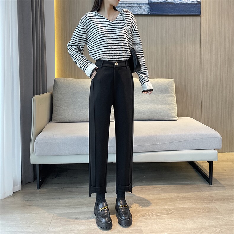毛呢裤秋冬季裤子2025新款休闲哈伦宽松显瘦加厚烟管西装裤,女装休闲裤,云美莎专业女裤-全店现货