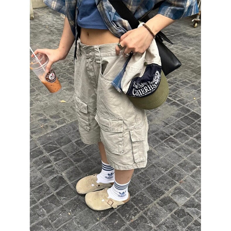 复古多口袋工装短裤男女休闲宽松水洗直筒五分裤日系夏季KN1104,男装牛仔裤,星座1116A（原606A-3）