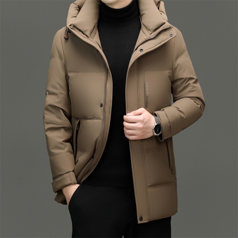HYD2552新款冬季男士白鸭绒羽绒服连帽保暖外套修身大衣图片