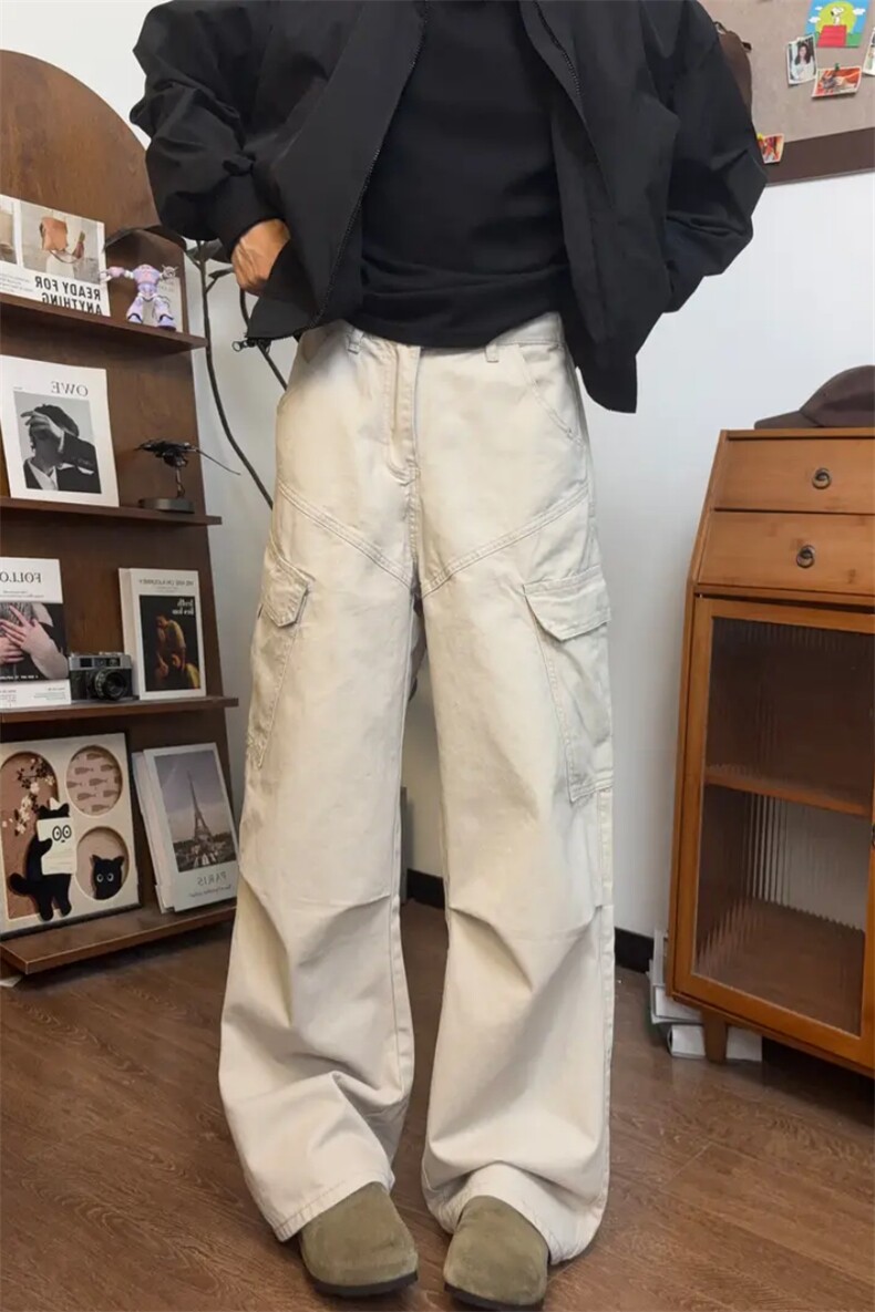 网图 美式伞兵工装裤男女潮牌宽松直筒阔腿休闲裤子310A-6118-P38图片