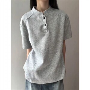 网图-T恤拼接高街痞帅夏季POLO衫正肩中性短袖大码上衣S430-特28，男装T恤，电商A233-1