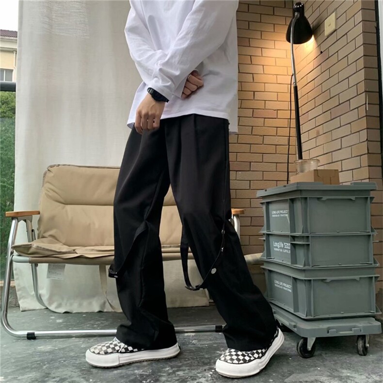 2023新款工装裤夏季薄款黑色宽松高腰直筒拖地阔腿裤K1051-P38,男装休闲裤,星座512-2