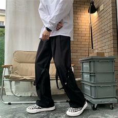 2023新款工装裤夏季薄款黑色宽松高腰直筒拖地阔腿裤K1051-P38，男装休闲裤，星座512-2