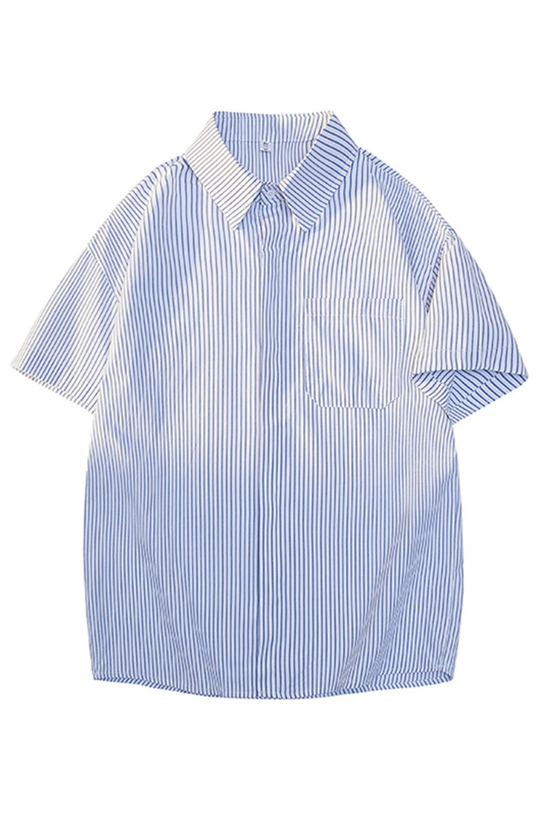 白底平铺立体条纹短袖衬衫男夏季宽松慵懒大码衬衣外套DC28001P40,男装T恤,电商B312