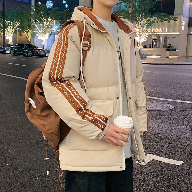 港风潮牌新款织拼色连帽服潮流保暖棉衣M086-P110控159,男装棉衣,星座717
