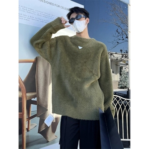 T911-特P75 高级重磅仿水貂毛衣男女慵懒宽松情侣针织衫潮牌图片