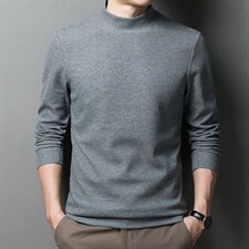长袖t恤男中年圆领纯色宽松春秋季打底衫爸爸装时尚Polo衫体恤男，男装T恤，电商B212（原钱塘6029）