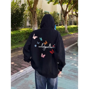 抖音得物 高品质印花连帽卫衣 秋冬装美式宽松连帽纯色卫衣ADL115图片