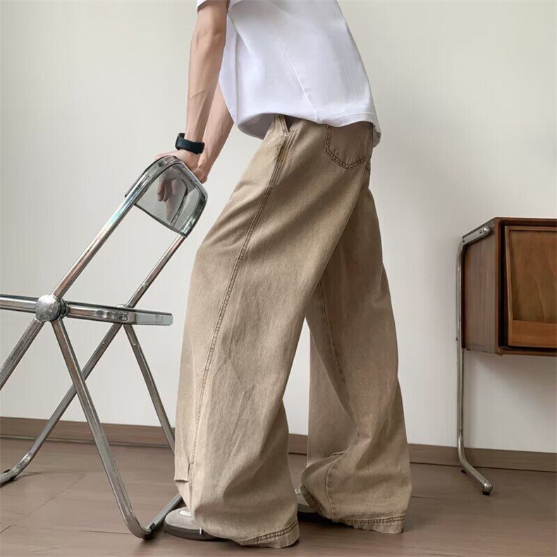 2025新款美式水洗垂感弯刀牛仔裤宽松痞帅裤子青年现货K8560-P46，男装牛仔裤，星座512-3