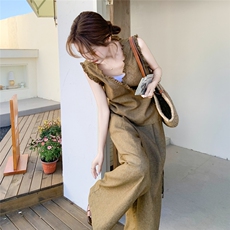 法式御姐老钱风背心套装女夏季2025年新款气质高级感阔腿裤两件套，女装套装/套裙，2C159