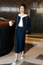 时尚显瘦牛仔套装女春季新款韩版气质百搭两件套裙子小香风外套，女装套装/套裙，秋水欣儿