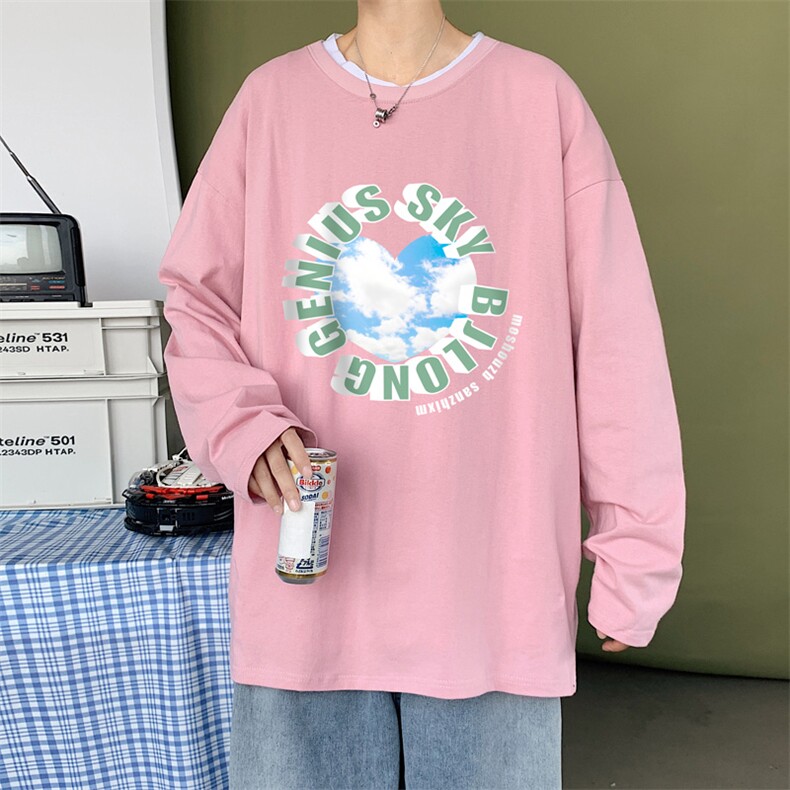 ！秋季打底衫男卫衣男潮流圆领纯棉长袖T恤男CX296-P25,男装T恤,电商B371