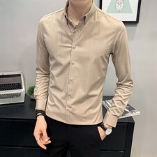 21秋季高级感衬衫男士长袖修身休闲衬衣潮流衣服CS117P45，男装衬衫，电商B413