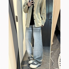 B221美式ins高街暗黑重工艺宽松直筒牛仔裤LK23125-P65控88，男装牛仔裤，电商B221