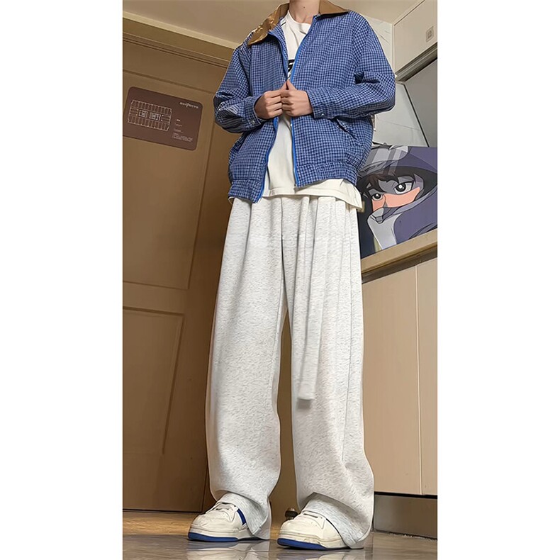 A2003TP55控98-夏季新款2025潮流飘带设计感裤子男宽松垂感休闲裤,男装休闲裤,电商B241
