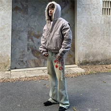 网图座山雕加厚毛绒外套男cleanfit重磅帆布棉服外套M6104-P145，男装棉衣，星座1001-1