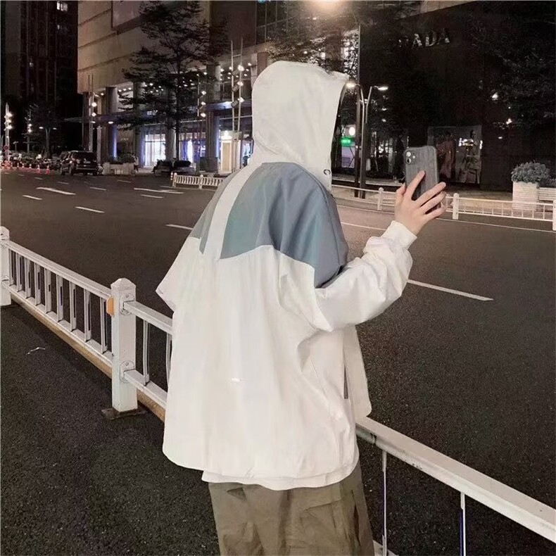 夹克青春流行连帽男收口袖加绒加厚秋冬慵懒长袖潮新款拼接潮流,男装夹克,星座506A