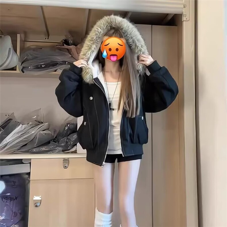 现货美式宽松短款座山雕连帽毛领棉服MY266/P105,男装棉衣,星座205-3