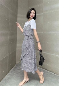 [现货]碎花连衣裙，气质显瘦，两色、四个尺码图片