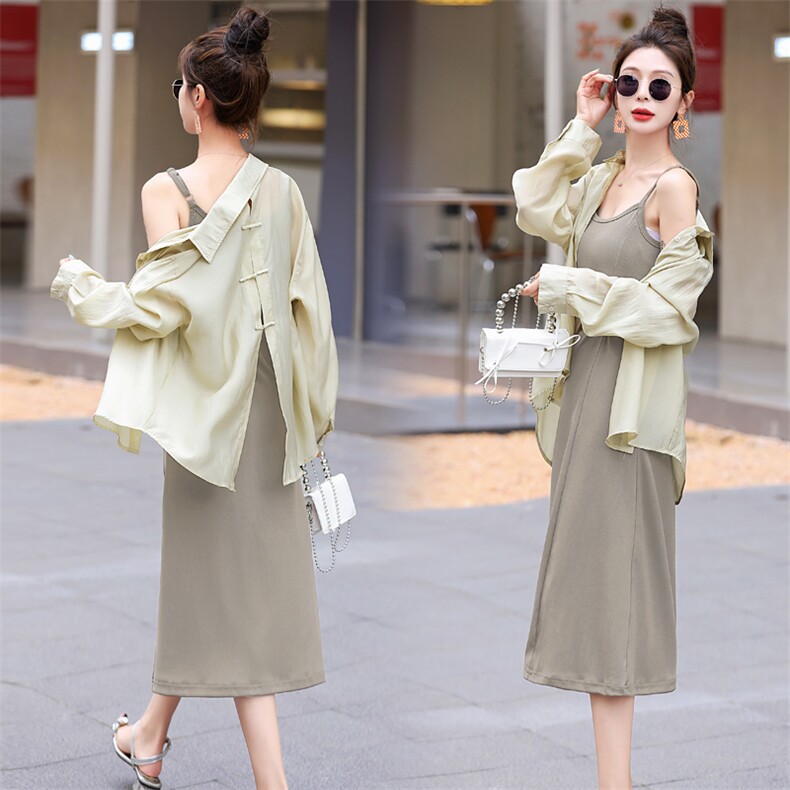 新中式国风吊带裙套装女2025夏季新款时尚今年流行气质名媛两件套，女装套装/套裙，意芙