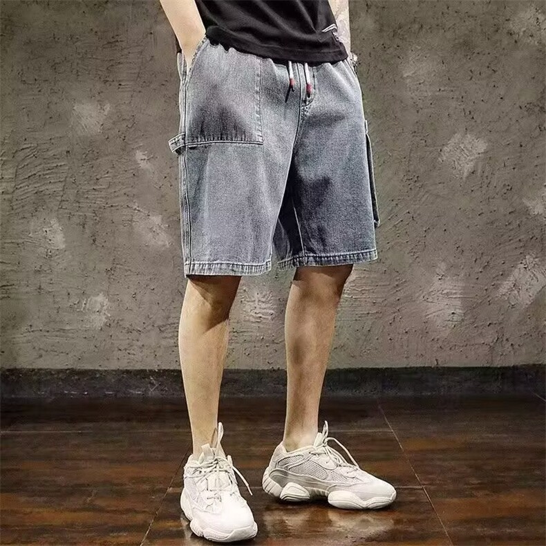 牛仔短裤男士耐磨工作夏季宽松大码五分裤多口袋工装裤子,男装牛仔裤,星座506A