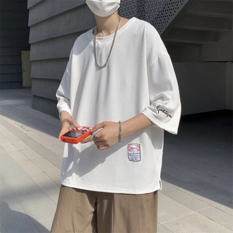Q365-P25七分袖t恤夏季薄款短袖港风潮牌宽松休闲半袖上衣体恤,男装T恤,星座911-1