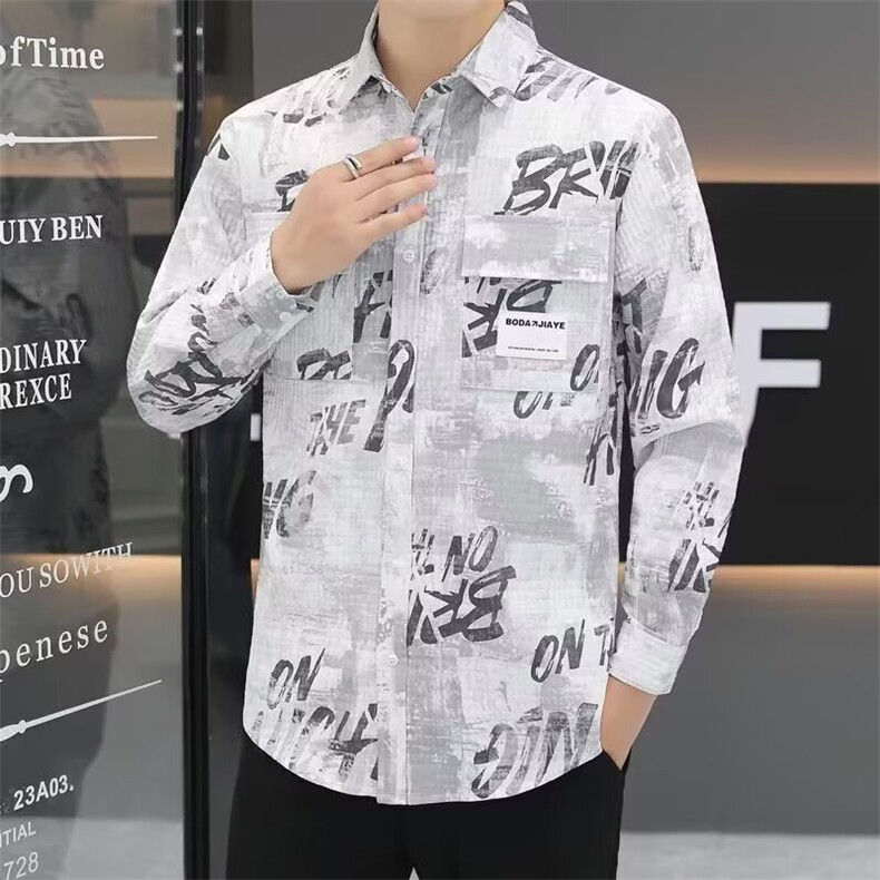 1506-1/C5351/P40新款衬衫男宽松小众设计感上衣男生潮流百时尚图片