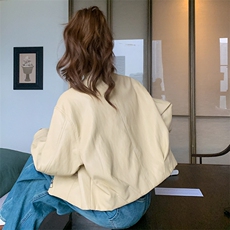 新款现货主推蛋白皮皮衣外套2509-P145-K208，女装短外套，2C129