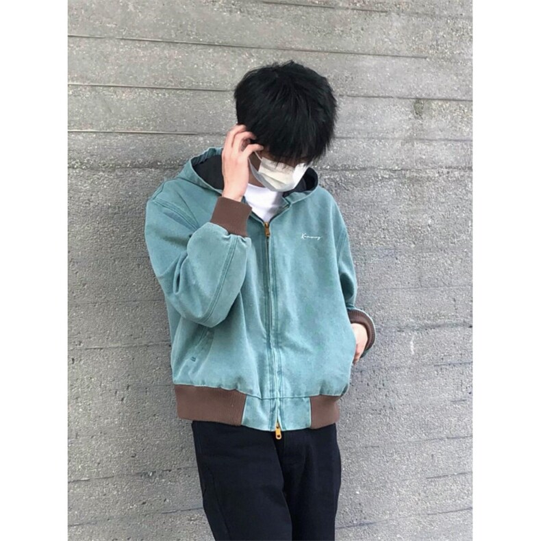 【有货】湖水绿Boxy短款连帽外套男春秋美式帆布夹克Y166CC-特P63,男装夹克,星座1007（原301D）