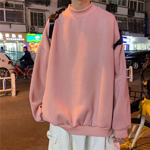 港风秋冬款男半高领卫衣加绒宽松打底外套WY47 P35图片