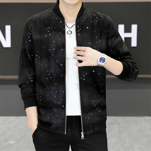 夹克男棒球领外套型男休闲百搭破洞烫钻青年夹克外套L619-P63图片