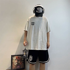 万针全刺绣工艺抖音得物高品质260克重磅纯棉双纱美式高街短袖T恤，男装T恤，电商A486