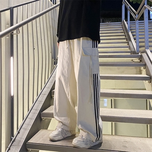 日系青春流行休闲裤潮时尚潮牌原宿新款长裤简约男抽绳束脚春季