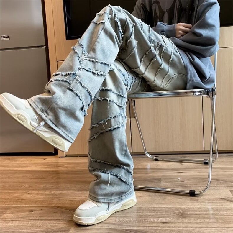 美式高街牛仔裤男韩版潮流个性帅2024冬季新款ins长裤RK1289-P65,男装牛仔裤,星座412-3