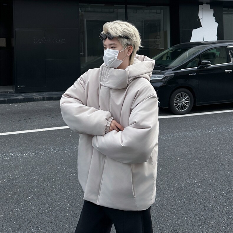 冬季美潮高级感设计感小众连帽棉服男欧美街头外套情侣潮图片