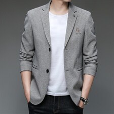 男装西服男春秋季新款男式单西新款中青年时尚纯色西服领宽松外套,男装西服,电商B212（原钱塘6029）