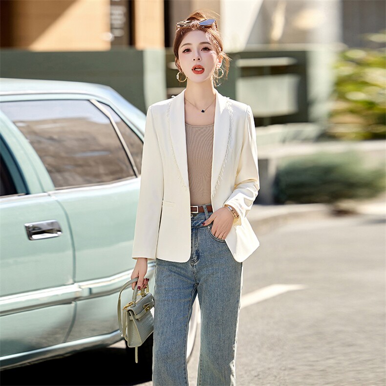 高级感粉色职业西装外套女2025春秋新款修身显瘦通勤气质西服上衣,女装短外套,涵亦佰惠