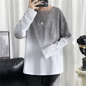 扎染长袖ins学生内搭简约百搭T恤上衣服已下架W523-P28,zara试衣服穿搭图片