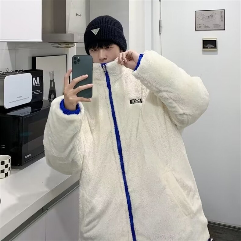 两面穿羊羔绒棉衣外套男潮冬装加厚保暖棉服FT881P80,男装棉衣,星座1116-2