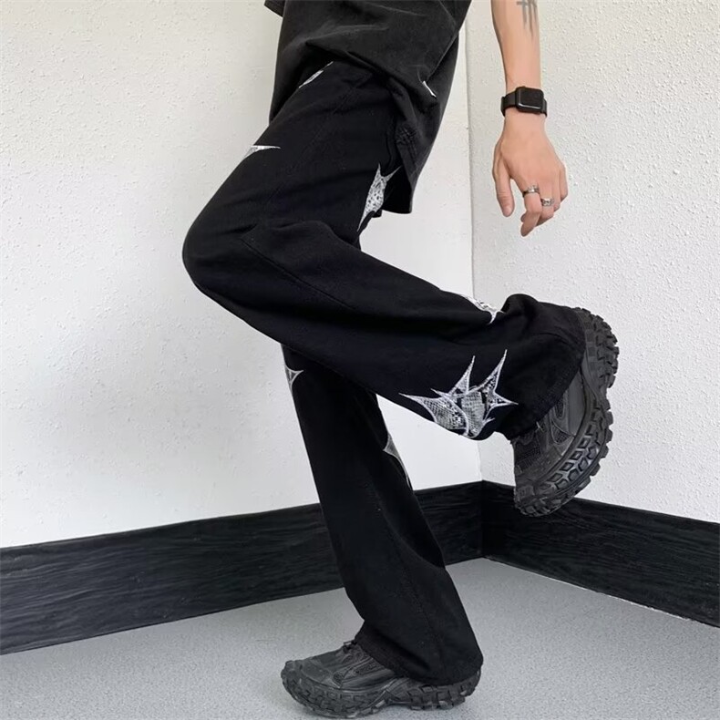 青春流行ins男原宿美式vibe裤子直筒水洗拉链牛仔裤潮M5123P52,男装牛仔裤,星座1116-2