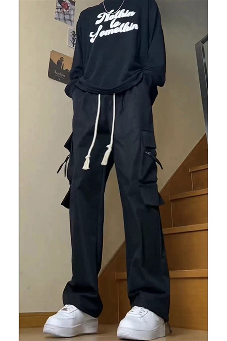 美式ins高街vibe宽松直筒束脚拉链装饰工装裤货号K2405P60,男装休闲裤,电商A063