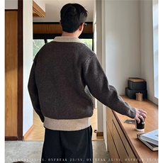 2026秋冬季简约风翻领毛衣男潮牌重磅宽松休闲套头针织衫MW11，男装针织衫/毛衣，星座516A
