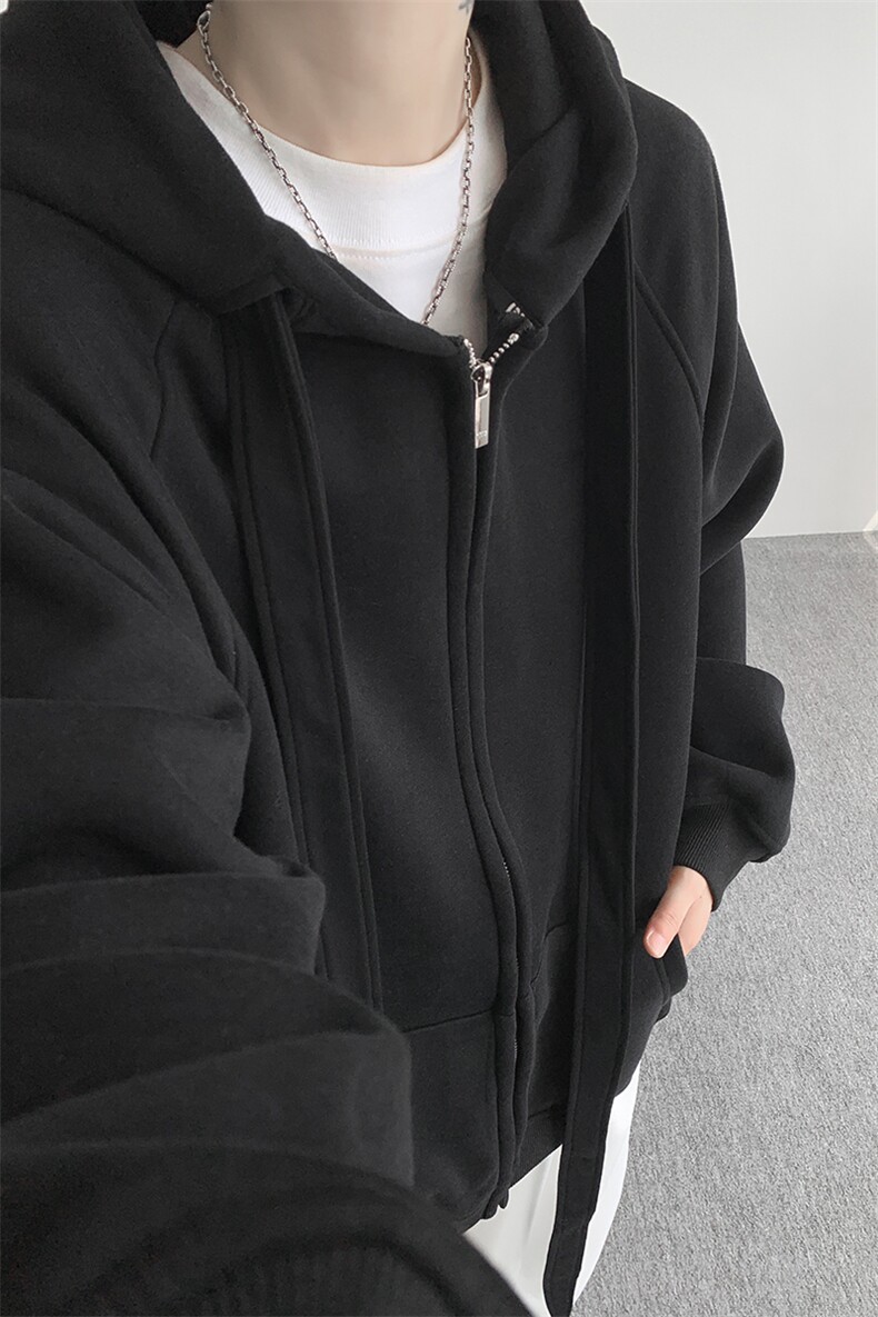 8XL-M朝牌情侣美式绑带设计连帽卫衣宽松开衫外套男女WY35P58,女装短外套,电商D206-1