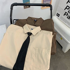 春秋日系衬衫男长袖情侣工装衬衣制服美式休闲外套上衣服CS21-P33，男装衬衫，星座308B-1