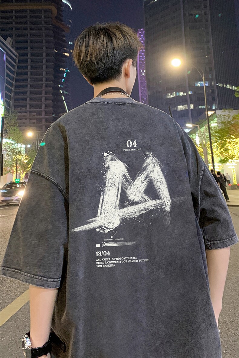 量大优可提供视频2024夏水洗美式短袖HD019-1-ST2422-P30,男装T恤,电商019-1