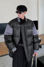 港风毛线衣拼接PU皮棉衣男成分：聚酯纤维MY78756P140控198，男装针织衫/毛衣，星座227-7