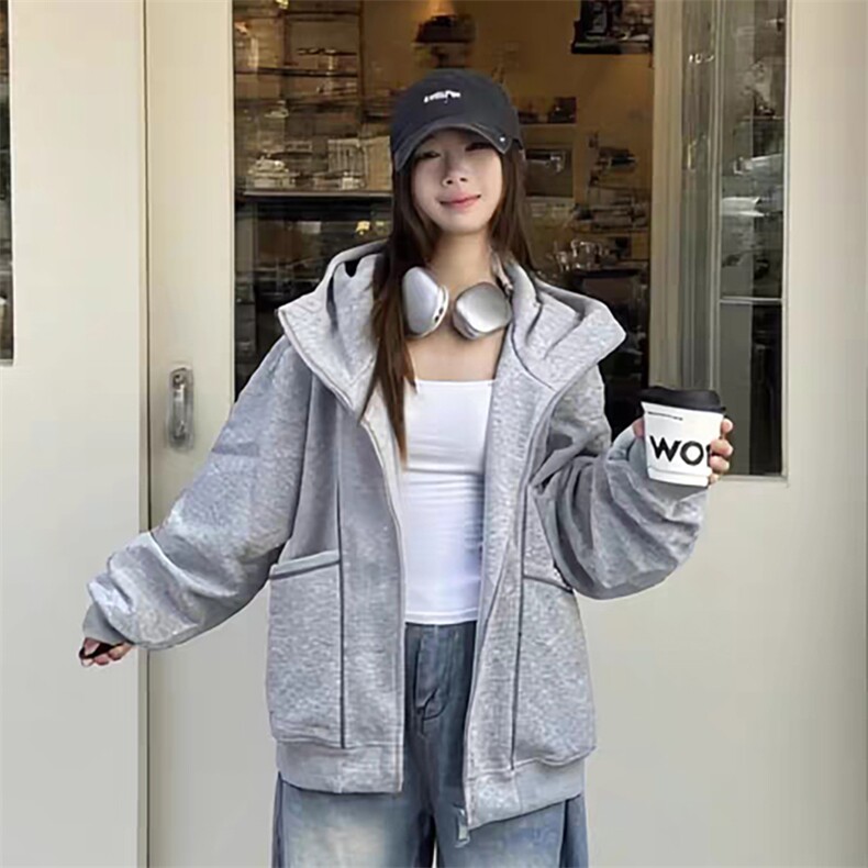 网图重磅380克全棉得物品质立领双拉链开衫卫衣外套RH909-P46,女装短外套,四季星座610B