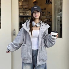 网图重磅380克全棉得物品质立领双拉链开衫卫衣外套RH909-P46，女装短外套，四季星座610B