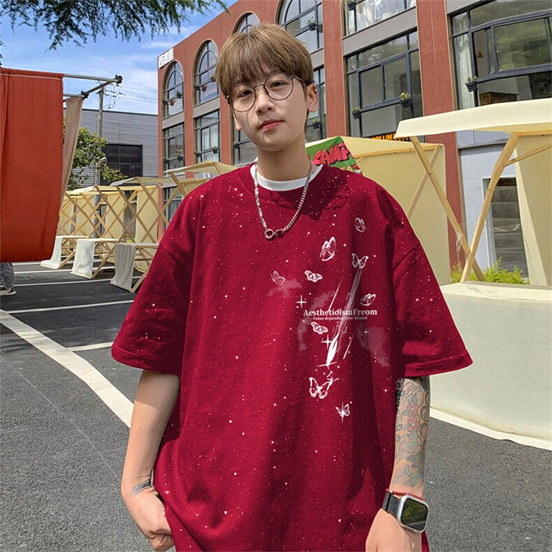可48小时发货支持抖音得物来样二开美式满天星亮片短袖T恤MTX642,男装T恤,电商A486